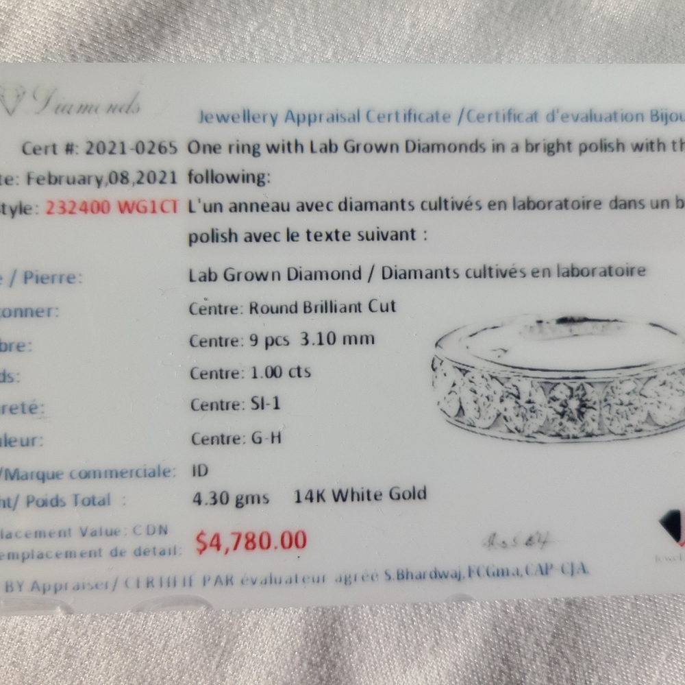 14K White Gold 1 Carat Diamond Anniversary Band
